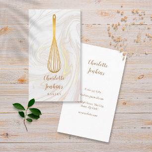 Carte De Visite Boulangerie Pâtisserie Gold Whisk Tourbillons de M