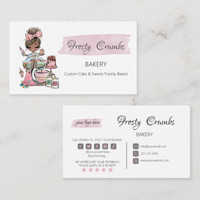 Carte De Visite Boulangerie Pâtisserie Sucres Cupcakes  (Devant / Derrière)