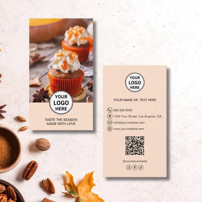 Carte De Visite Boulangerie Photo personnalisée Logo QR (Bakery Custom Photo Logo QR Business Card)