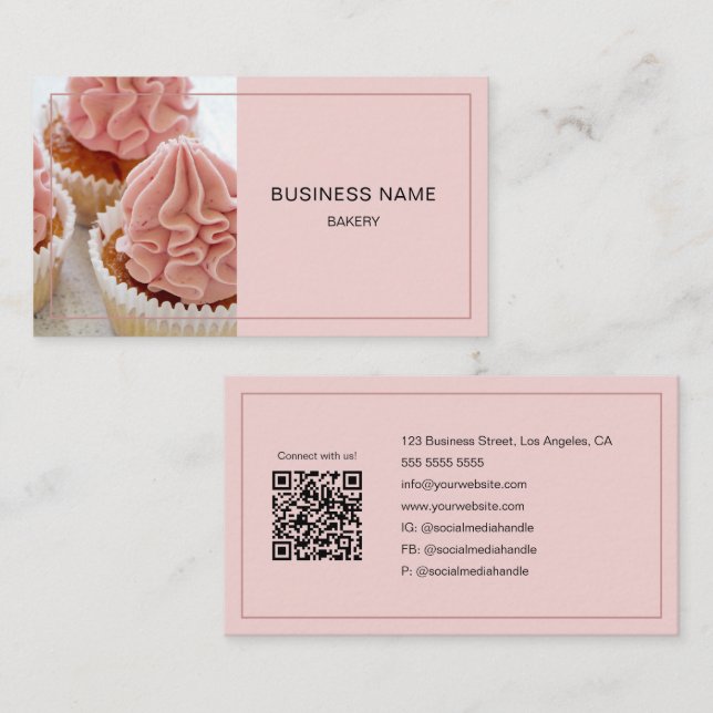 Carte De Visite Boulangerie Photo personnalisée QR Code Minimal Ro (Devant / Derrière)
