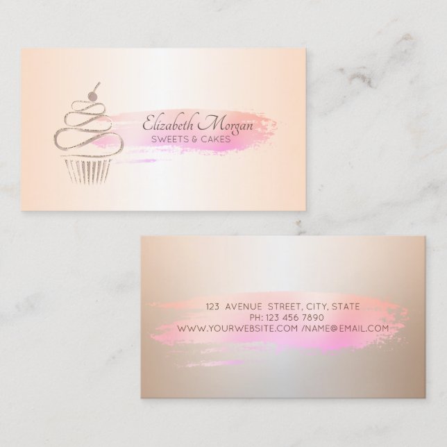 Carte De Visite Boulangerie professionnelle Brosse Cupcake (Devant / Derrière)