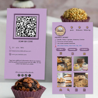 Carte De Visite Boulangerie Professionnelle Moderne Purple Instagr