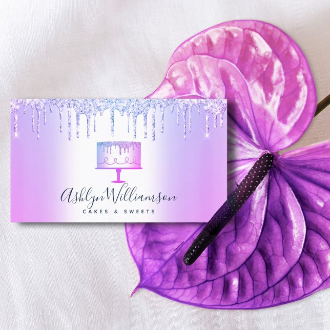 Carte De Visite Boulangerie Purple Parties scintillant Drives Gâte (Créateur téléchargé)