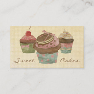 Carte De Visite Boulangerie Rétro Three Cupcake