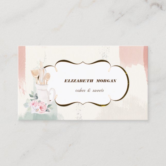 Carte De Visite Boulangerie romantique Aquarelle Boulangerie Pâtis (Devant)