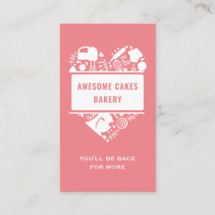 Carte De Visite Boulangerie Rose Blanc Gâteaux Gâteaux Gâteaux Cui