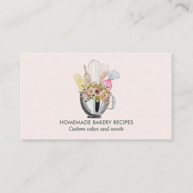 Carte De Visite Boulangerie rose Cuisine Cuisinier Chef personnel  (Devant)
