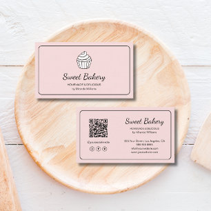Carte De Visite Boulangerie Rose Cupcake Moderne