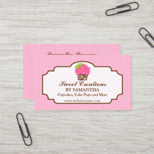 Carte De Visite Boulangerie rose élégante de petit gâteau