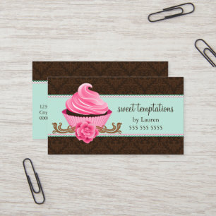 Carte De Visite Boulangerie rose en bon état de petit gâteau de