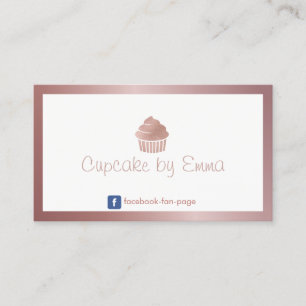 Carte De Visite Boulangerie Rose Gold Cupcake Moderne Cadre Minima