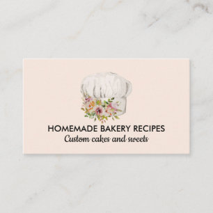 Carte De Visite Boulangerie rose pâtisserie Casquette Chef