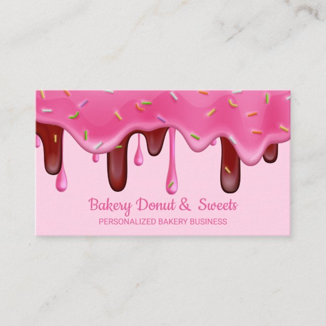 Carte De Visite Boulangerie rose Pâtisserie Chef Déchets de crème  (Devant)