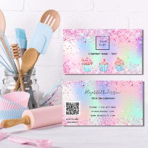 Carte De Visite Boulangerie rose vif pourpre poussière de parties