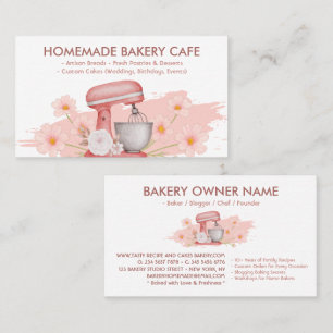 Carte De Visite Boulangerie simple de gâteau rose floral