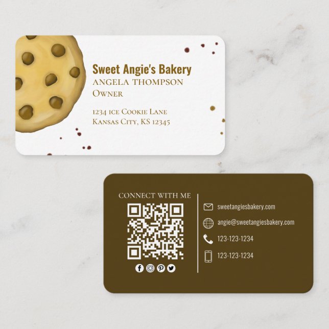 Carte De Visite Boulangerie Social Media QR Code Professionnel (Devant / Derrière)