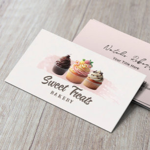 Carte De Visite Boulangerie sucrée Cute Cupcakes Blush Rose