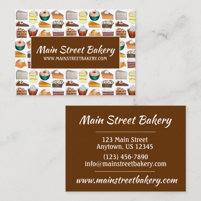 Carte De Visite Boulangerie Sud Desserts alimentaires USA Amérique (Devant / Derrière)