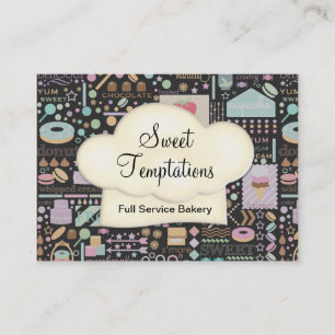 Carte De Visite Boulangerie Sweet Temptations Boutique Noir