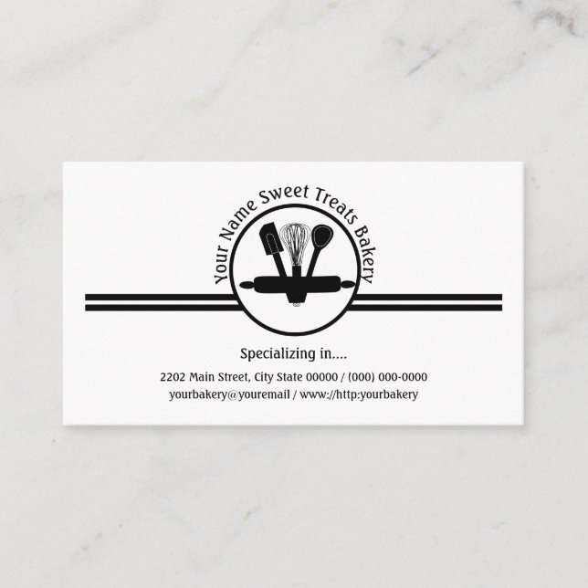 Carte De Visite Boulangerie Sweet Traite Ustensiles Logo Personnal (Devant)