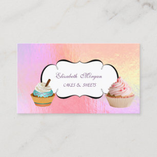 Carte De Visite Boulangerie tendance Cute Cupcake Holographique co