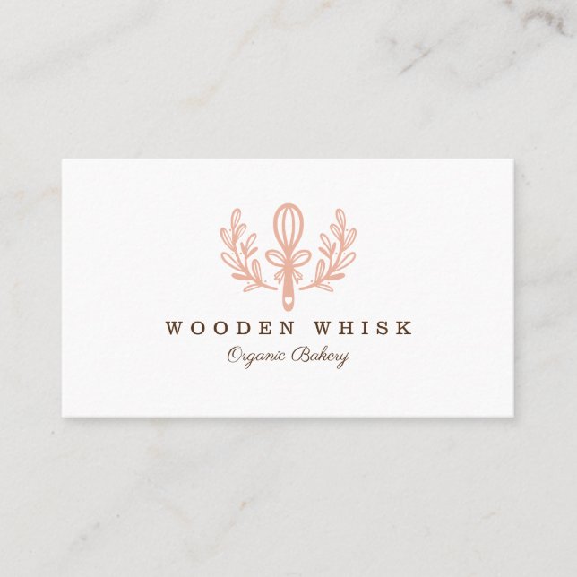 Carte De Visite Boulangerie Whisk & Floral Feuille Wreath Loyauté  (Devant)