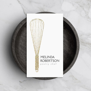 Carte De Visite Boulangerie Whisk Parties scintillant d'or