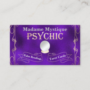 Carte De Visite Boule de cristal psychique or et violet