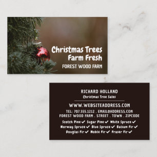 Carte De Visite Boule de Noël, Vente d'arbres de Noël