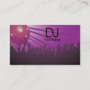 Carte De Visite Boule Disco -Carte de visite DJ violet