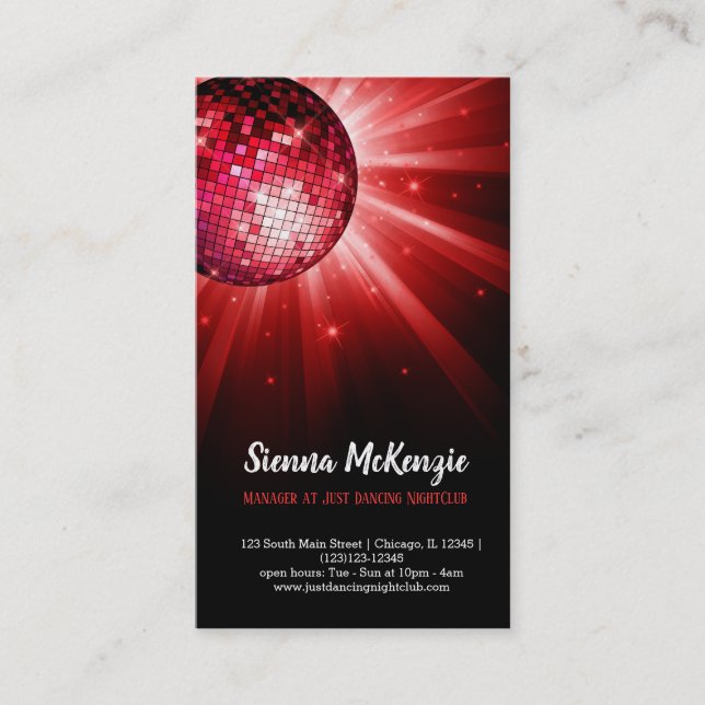 Carte De Visite Boule Disco rouge (Devant)