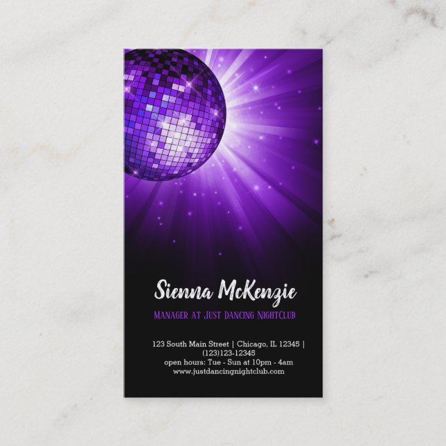 Carte De Visite Boule Disco violet (Devant)