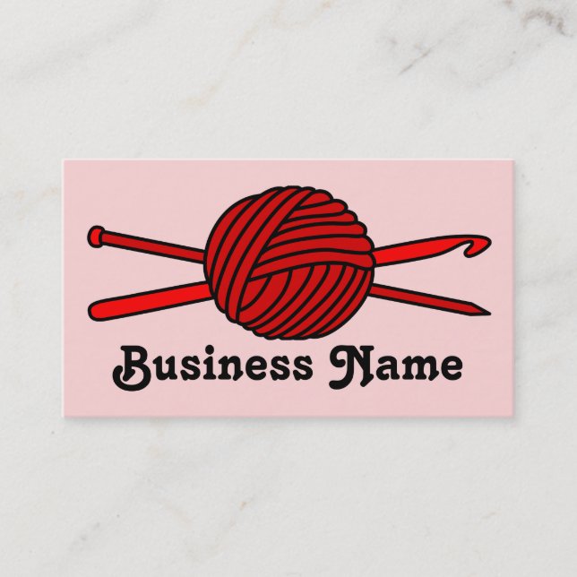 Carte De Visite Boule rouge de fil (Knit et crochet) (Devant)