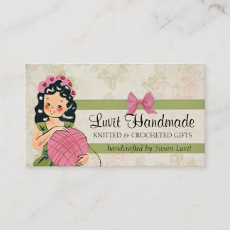 Carte De Visite Boule vintage mignonne de crochet de tricot de