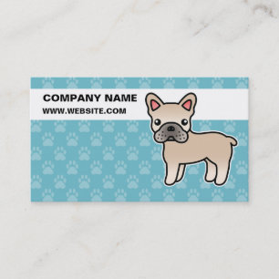 Carte De Visite Bouledogue français de dessin animé crème