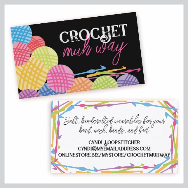 Carte De Visite Boules de couleurs personnalisées de fil crochet c (Créateur téléchargé)
