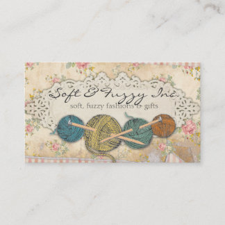 Carte De Visite boules tirées par la main d'aiguilles de tricot de