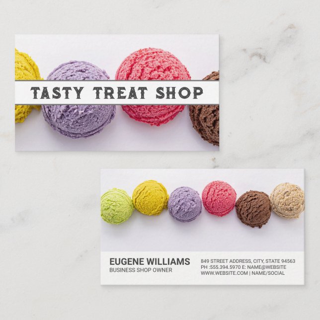 Carte De Visite Boulettes colorées de glace (Devant / Derrière)