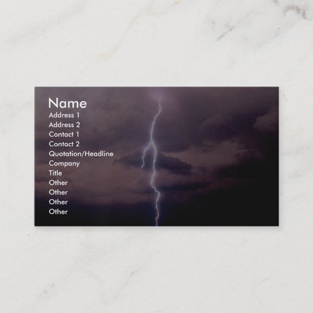 Carte De Visite Boulon de foudre pendant l'orage (Devant)