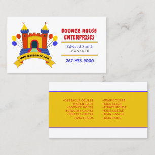CARTE DE VISITE BOUNCE HOUSE INFLATABLES FÊTE ANNIVERSAIRE AFFAIRE