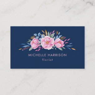 Carte De Visite Bouquet bleu bleu bleu rose floral Aquarelle