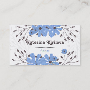 Carte De Visite Bouquet de fleurs bleues et bourgeons floraux