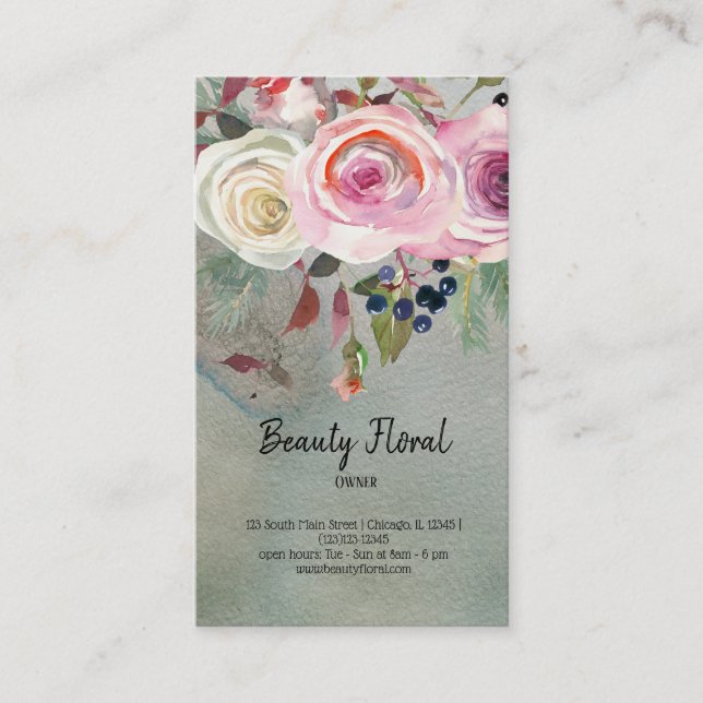 Carte De Visite Bouquet de fleurs fleuriste (Devant)