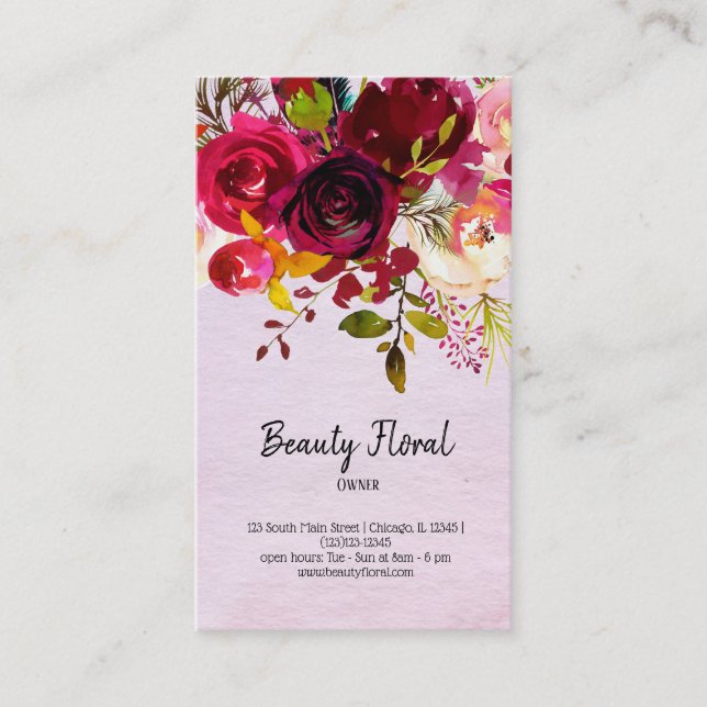 Carte De Visite Bouquet de fleurs fleuriste (Devant)