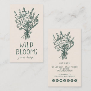 Carte De Visite Bouquet de fleurs sauvages Floral minimaliste rust