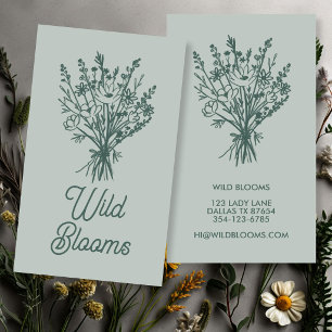 Carte De Visite Bouquet de fleurs sauvages Floral minimaliste rust