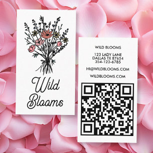 Carte De Visite Bouquet de fleurs sauvages Floral minimaliste rust