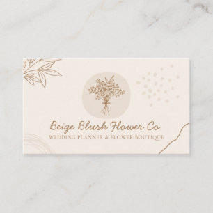 Carte De Visite Bouquet de Mariage de la calligraphie beige