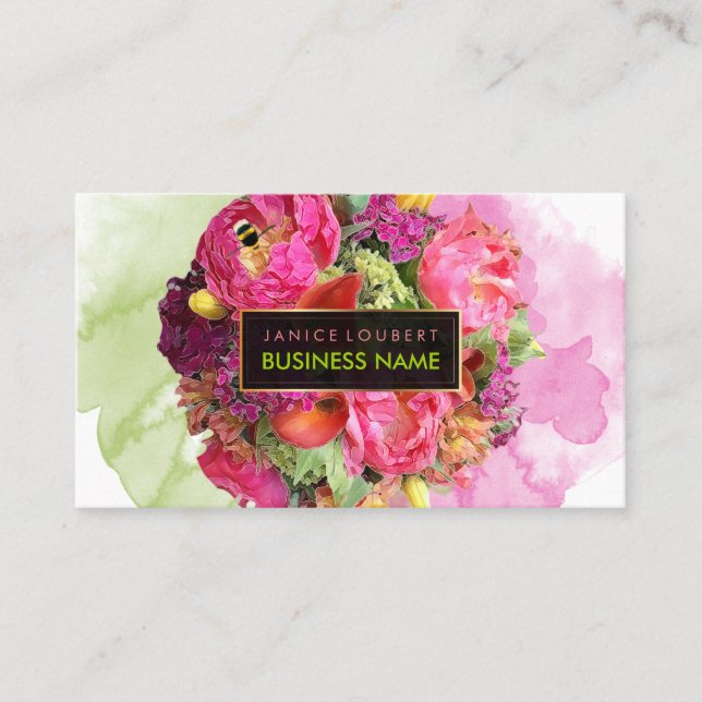 Carte De Visite Bouquet de mariées PixDezines/aquarelle/florale (Devant)