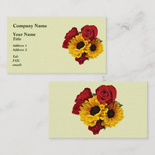 Carte De Visite Bouquet de tournesols et de roses